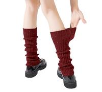 Yawlsow Scaldamuscoli per donne e ragazze Y2k Knit Ruffle Scaldamuscoli invernali con paillettes, Kawaii Calzino lungo Goth Harajuku Accessori, Rosso, taglia unica