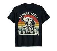 Yawn Dalmatian I Hear You I'm Not Listening Tramonto Retro Maglietta