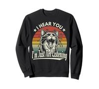 Yawn Smoking Cat I Hear You Just Not Listening Tramonto Retro Felpa