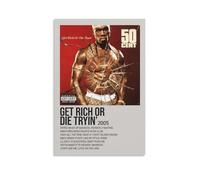 YAWRGJWRG 50 Cent Get Rich Or Die Tryin' Poster, poster decorativo estetico decorativo da parete, decorazione artistica da parete per soggiorno, camera da letto, musica e film, 50 x 75 cm, senza