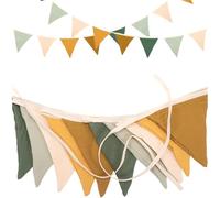 YAWYO Bandierine Colorate in Cotone, striscioni di Compleanno Ricamati, Decorazioni per Feste, bandierine in Tessuto triangolari per Neonati, Decorazione per la cameretta dei Bambini (Verde Morandi)