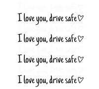 YAWYO Set di 8 Adesivi 'Ti Amo, Guida con prudenza', Decalcomanie per specchietti Auto, Bianco e Nero