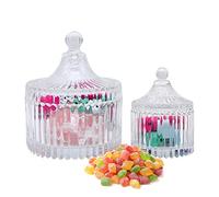 YAXIDAEVER 2 Pezzi Scatola di Caramelle In Cristallo, Trasparente Vaso di Stoccaggio In Vetro,Set Barattoli Vetro Porta Caramelle Trasparenti per Negozio Caramelle, Piccoli Oggetti, Cibo