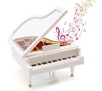 YAXIDAEVER Carillon Bianco Pianoforte, Scatola Musicale per Pianoforte,Mini Pianoforte Carillion, Modello di Pianoforte Musicale in Miniatura per Natale, Compleanno 12 x 14 x 18 cm