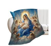 Yaxinduobao Coperta della Vergine Maria Gesù Cristo Coperta Angelo Cristiano Tema Cristiano Regali per Preghiera Morbido Pile di Flanella Coperta per Bambini Adulti Uomini Donne 152,4 x 203,2 cm