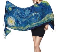 Yaxinduobao Running Horse - Sciarpa da donna, pashmina, scialle, per abito da sera, matrimonio, inverno, calda, grande sciarpa, La notte stellata di Van Gogh, Taglia unica