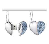 Yaxiny, chiavette USB da 128 GB Premium, impermeabili, con diamante a forma di cuore, ad alta velocità USB 3.0, unità di memoria flash, disco chiavetta USB, 1 pezzo, blu