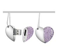 Yaxiny, chiavette USB da 32GB Premium impermeabili, a forma di cuore con diamante, ad alta velocità, USB 2.0, memoria flash, disco chiavetta USB, pen drive, 1 pezzo, viola