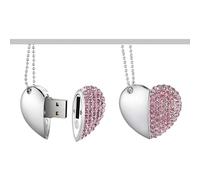 Yaxiny, chiavette USB da 64 GB, chiavette USB Premium impermeabili, diamante a forma di cuore, alta velocità, USB 3.0, unità di memoria flash, disco chiavetta USB, 1 pezzo, rosa