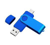 Yaxiny USB C Flash Drive 64GB 1 Stück, OTG USB C Pen Drive, USB 2.0 und USB C Flash Drive, Typ C Speicherstick für USB A+USB C Android Smartphone Metall Blau