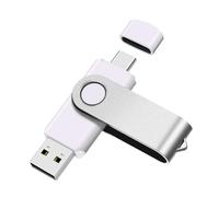 Yaxiny USB C Flash Drive 8GB, 1 Stück, OTG USB C Pen Drive, USB 2.0 und USB C Flash Drive, Typ C Speicherstick für USB A+USB C Android Smartphone Metall Weiß