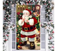 YAXZIM Decorazione Natalizie per Porta, Copertura Porta Natale, Striscione Appeso alla Porta d'Ingresso,Banner di Sfondo Foto di Natale per Decorazioni di Festa di Natale e Capodanno (Babbo Natale)