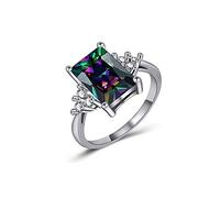 Yaya, anello di fidanzamento da donna con topazio arcobaleno mistico e zirconia cubica bianca, anello di fidanzamento per lei anniversario (6#)
