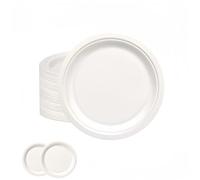 yayafunfun 100 Pezzi Piatti per Feste Bianchi, Diametro 15cm Piatti Carta Usa e Getta, Biodegradabile,Ecologici e Compostabili,Carta Piatto Stoviglie per Feste in Giardino, Barbecue, Compleanni