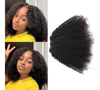YAYAHAIR Afro Kinky Curly Bundles Human Hair 10 Inch Natural Black | Mongolian 100% Unprocessed Brazilian Remy Virgin Hair Curly Weave Hair Bundles Quick Hair Extensions for Women 100g