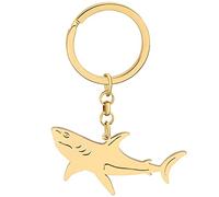 YAYAKO Acciaio Inossidabile Squalo Portachiavi Tartaruga Delfino Granchio Cavalluccio Marino Oceano Animali per Donne Ragazze Borsa Auto (Oro Placcato Squalo)