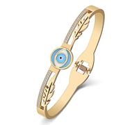 YAYAKO Bracciali Occhio di Allah del Bangle in Acciaio Inox Oro 18K Bracciali di Coppia per Donne Ragazze Bracciali di Fascino Regali (Oro Placcato 078)