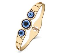 YAYAKO Bracciali Occhio di Allah del Bangle in Acciaio Inox Oro 18K Bracciali di Coppia per Donne Ragazze Bracciali di Fascino Regali (Oro Placcato)