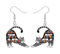 YAYAKO Orecchini a libreria unici da donna, in acrilico, a forma di libreria, orecchini pendenti per insegnanti, regalo di laurea per gli amanti dei libri, Medio, Acrilico, Non pietra preziosa