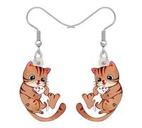 YAYAKO Orecchini per Festa Della Mamma Regali per Mamma Acrilico Cute Monkey Fox Bunny Owl Koala Cat Orecchini per Donne Ragazze Gioielli Dangle (Marrone Gatto Orecchini)