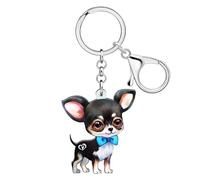 YAYAKO Portachiavi in Acrilico con Grazioso Ciondolo Chihuahua Regali per gli Amanti dei Cani per Donne e Ragazze Portachiavi per Auto Accessori per Zaini e Borse (Nero)