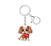YAYAKO Portachiavi in Acrilico con Simpatico Cavalier Re Carlo Spaniel - Regalo per gli Amanti dei Cani, Donne e Ragazze - Per Chiavi dell'auto, Zaino, Borsa e Ciondoli (Beige)