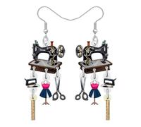 YAYAKO Regali da cucito Orecchini vintage a forma di macchina da cucire pendenti gioielli fatti a mano anni '90 regali nostalgia per trapuntatrici donne sarta nostalgici anni '80 anni '70 accessori