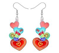 YAYAKO Rosa amore cuore orecchini a forma di cuore regali di San Valentino per voi donne ragazze amanti fascino acrilico coppie penzolare gioielli, M, Acrilico, Nessuna pietra preziosa