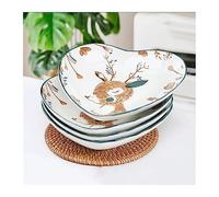 YAYAOVP-24927 vassoio da portata diviso Piatto in ceramica a forma di amore Piatti da cena da 8 pollici Cartoon Cervo Insalata Piatti Piccoli Piatti da Cena per lati Snack Piatti Cucina Ceramica