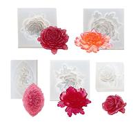 Yayatty 5 Pièces Moules de Coulée de Résine Fleurs, Moule de Bricolage de Silicone, 3D Flower Moule Bijoux en Époxy pour Bijoux, Pendentif