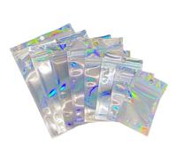 YAYDAFSHSAI Sacchetti con Chiusura a Zip in Mylar, Sealable Sample Baggies, 50pcs Laser Ziplock Bag Cosmetic Packaging Self Sealing Gift Bag(9x16cm)