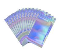 YAYDAFSHSAI Sacchetti con Chiusura a Zip in Mylar, Slide Zip Lock Flat Pouches, 100pcs Clear Ziplock BagsSmall Plastic Bag for Sample Packaging(Holographic,4.7"x7.9" (12x20cm))