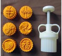 YAYDAFSHSAI Stampo per mooncake, 50g Mooncake Mold with 6 Stamps White(A)