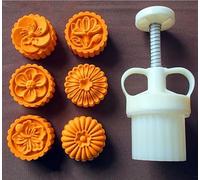 YAYDAFSHSAI Stampo per mooncake, 50g Mooncake Mold with 6 Stamps White(D)