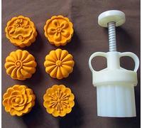 YAYDAFSHSAI Stampo per mooncake, 50g Mooncake Mold with 6 Stamps White(E)