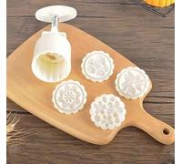 YAYDAFSHSAI Stampo per mooncake, Mooncake Bath Bomb Cookie Stamps Mold ABS Plastic White Flower Animal Zodiac Patterns 50g Pack of 1 Set(3D Flowers)