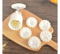 YAYDAFSHSAI Stampo per mooncake, Mooncake Bath Bomb Cookie Stamps Mold ABS Plastic White Flower Animal Zodiac Patterns 50g Pack of 1 Set(Cartoon Animals)