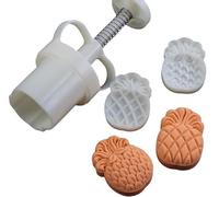 YAYDAFSHSAI Stampo per mooncake, Pineapple Shape Moon Cake Mold Set And Cookie Stamps Pack of 3 White 35g/50g/125g(125G)