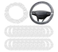 YAYNO 100 Pezzi Coprivolante usa e getta per auto Coprimozzo Universali Trasparenti, Protezione Impermeabile ed Elastico per Auto, Accessori Pratici per Officine e Meccanici