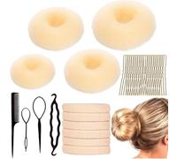 YAYNO 34 Pezzi Set Completo per Chignon 4 Creatore per Pane Retine Forcine Capelli Elastici Per Capelli Ciambella Accessori per Acconciature Ragazze e Ballerini Acconciature