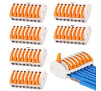 YAYNO 6 Pezzi Connettori Elettrici Rapidi con Polo Leva-Dado Cavo Connettore 8 Porte Conduttore Compatto Connettore Morsettiera Connettore Molla Morsettiera Cavo Connettore Rapido
