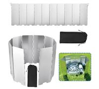 YAYODS 2 Pezzi Paravento per Fornello da Campeggio, 24x83cm Frangivento Pieghevole in Alluminio con 10 Piastre, Protezione per Cucina all'Aperto, Escursionismo e Picnic, Paraspruzzi Olio