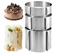 YAYODS 3 Anelli per Torte Regolabili Ø 16-30cm - in Acciaio Inox Altezza 5, 8, 15cm Stampo Circolare per Torte - Estensibile Forma Rotonda per Torte con Scala per Torte Mousse, Dessert, Pasticceria