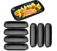 YAYODS 8 piatti per sushi, 15,5 x 9 x 2 cm, colore nero, piatti piccoli rettangolari, piatti da antipasto, piatti da dessert in melamina, piatti da portata riutilizzabili per carne, antipasti, sushi