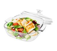 YAYODS Pirofila in vetro con coperchio, 1200 ml, rettangolare, piccola teglia, adatta al forno, in vetro con manici, per macedonia, lasagne, microonde, forno