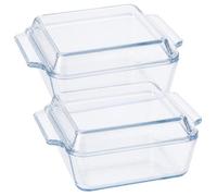 YAYODS Set di 2 pirofile in vetro temperato con coperchio, da 1 l | Piccola pirofila con coperchio, adatta per forno a microonde, contenitore in vetro per lasagne, gratin