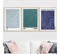 Yayoi Kusama Opera d'arte Mostra Tela Pittura Poster Stampa Wall Art Picture Infinity Dots Soggiorno Home Decor -20x28in(50x70cm)X3 frameless