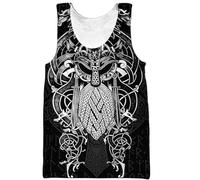 yayoitimes Canotta Stampata in 3D Della Mitologia Norrena - T-shirt Senza Maniche da Uomo Vichingo Medievale Gotico Guerriero Odino - Canotta Celtica Pagana Girocollo Casual Traspirante