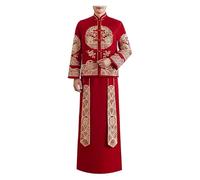 YAYREC Abito da Sposa，Vestito， Abito da Sposa Cinese Maschile con Splendidi Top Ricamati e Gonna a Pieghe Qipao, Abito Tradizionale Come Abito da Sposa(Medium)