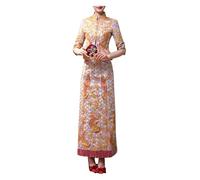 YAYREC Abito da Sposa，Vestito， Abito da Sposa Cinese Xiuhe con Splendidi Top Ricamati, Abito Qipao for Occasioni Come Matrimonio o Fidanzamento(Medium)
